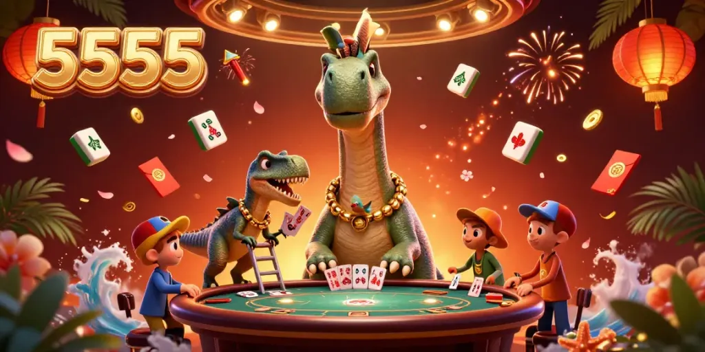 Engage with the thrill of slots at 5555, where a majestic brontosaurus delivers action.
