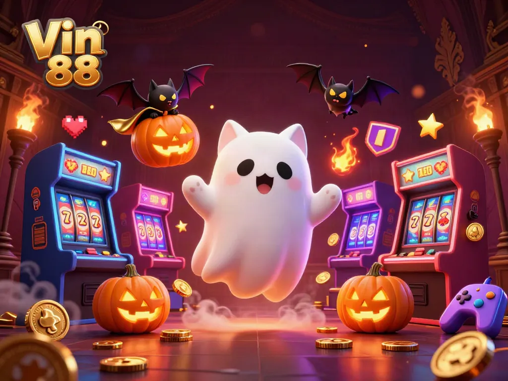 Engage in thrilling gaming action at Vin 88 with animated characters and glowing jackpots.