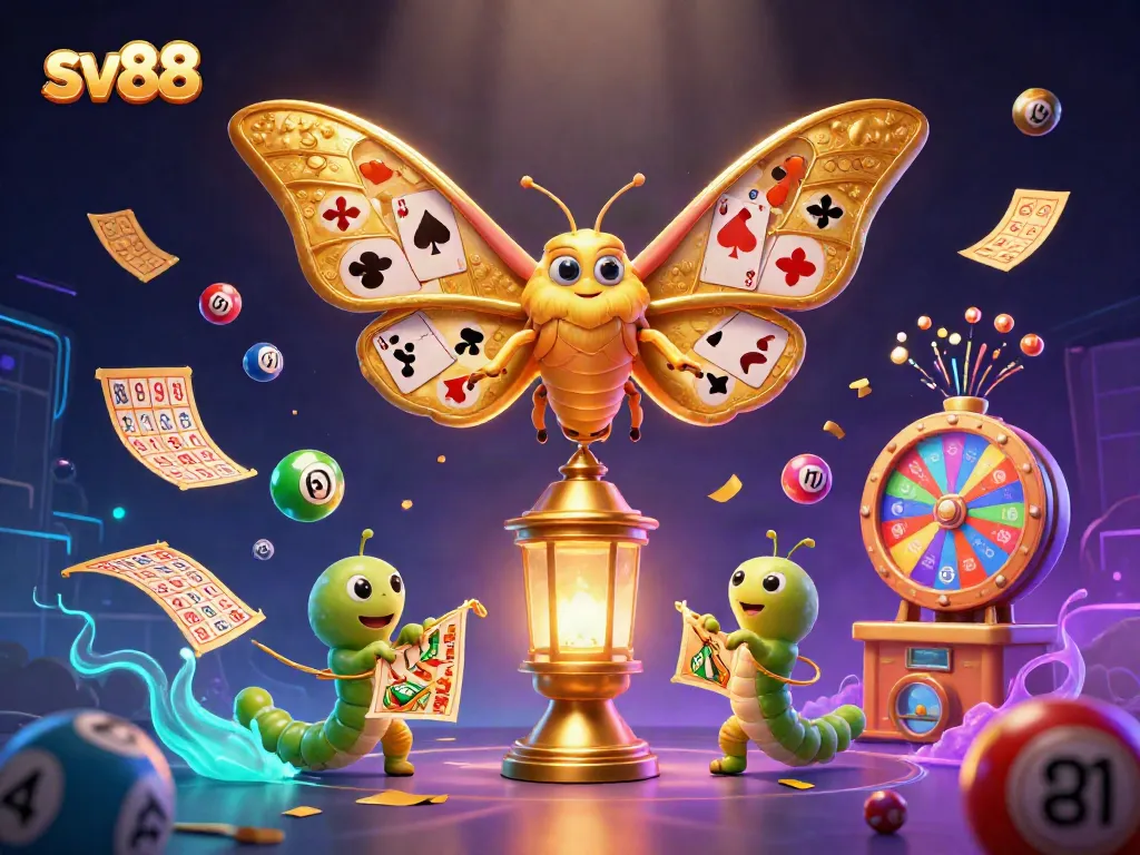 Win big with sv88 in a vibrant 3D scene filled with casino games and rich visual elements.